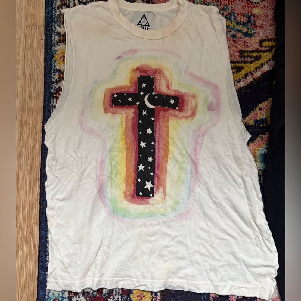 Unif Starry Cross Destructed Tank Top XS